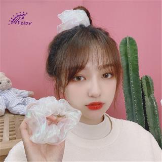 Dây Buộc Tóc Đuôi Ngựa Co Giãn Màu Trắng Bóng Thời Trang Hàn Quốc A1 Cho Nữ