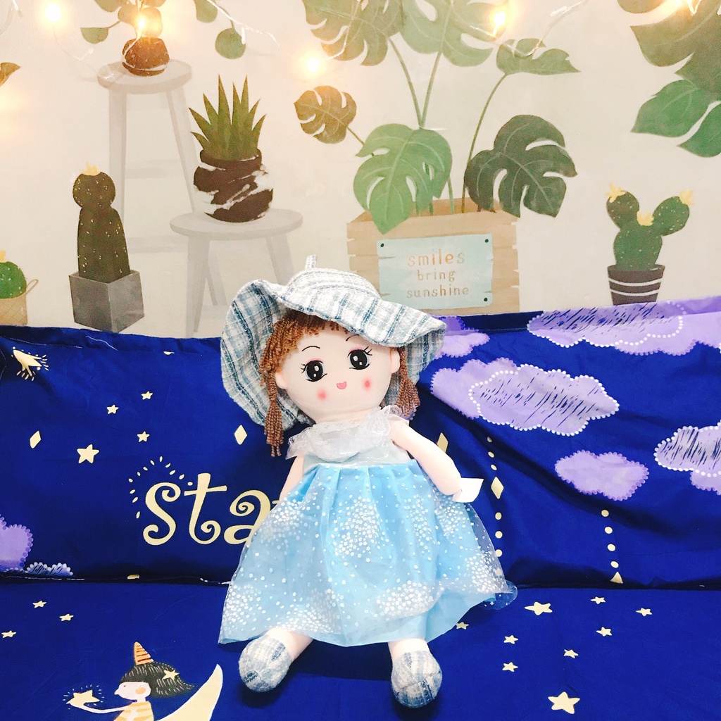 Búp bê Nhồi Bông váy vải voan cao cấp - Gấu bông hình búp bê xịn mịn cho bé