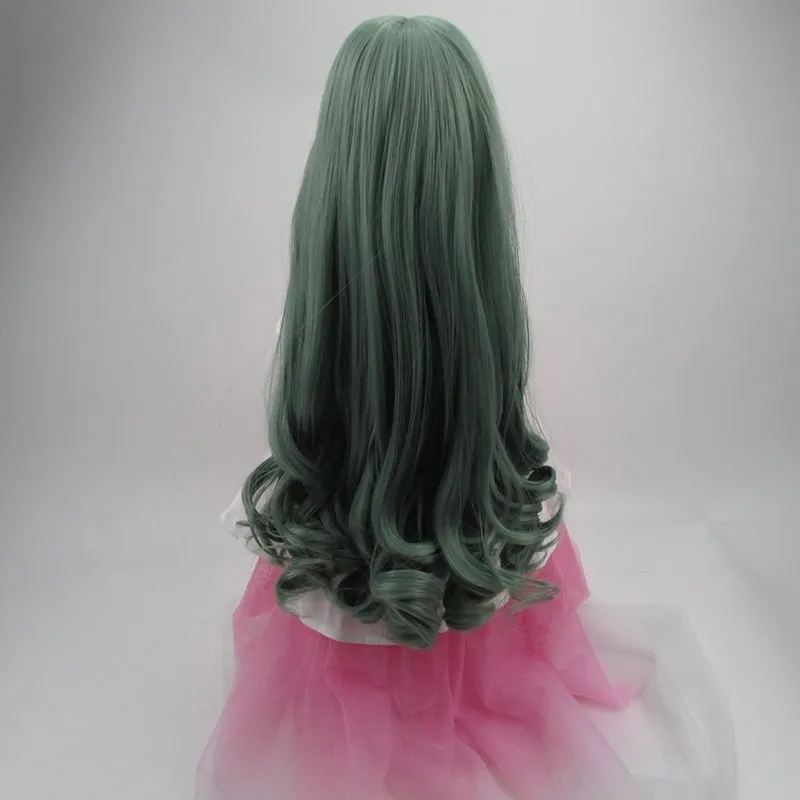 Bộ Tóc Giả Xoăn Dài Màu Xanh Lá Dành Cho Búp Bê 22-24cm Tỷ Lệ 1 / 3