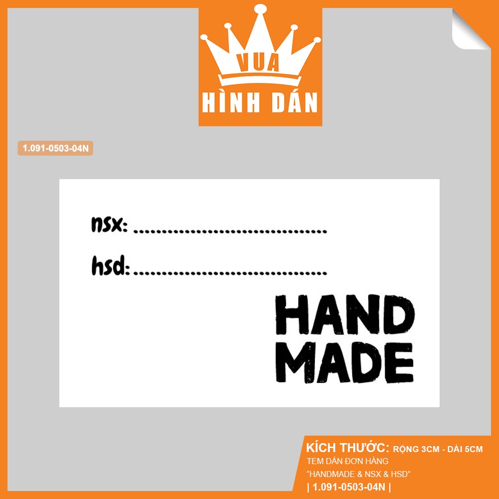 Set 50/100 nhãn dán HANDMADE kèm NGÀY SẢN XUẤT NSX, HẠN SỬ DỤNG HSD  - tem dán gói hàng dành cho shop