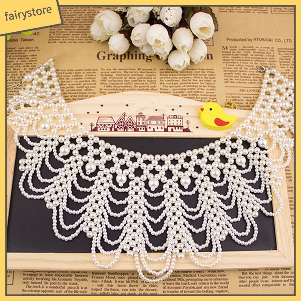 Vòng cổ statement ngọc trai giả thanh lịch cho nữ