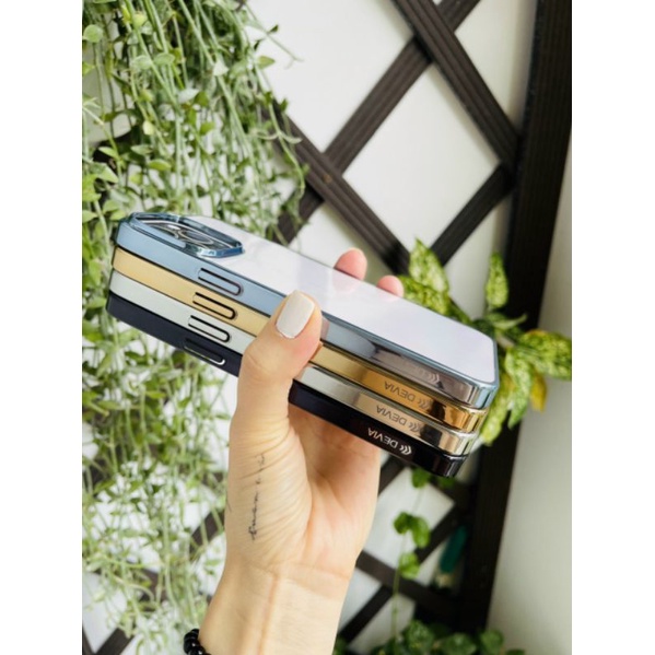 Ốp lưng DEVIA Cực Đẹp lưng trong viền màu cho Iphone 13 pro max/13/13 pro/ 12 / 12 Pro/ 12 Pro Max/ 12 mini