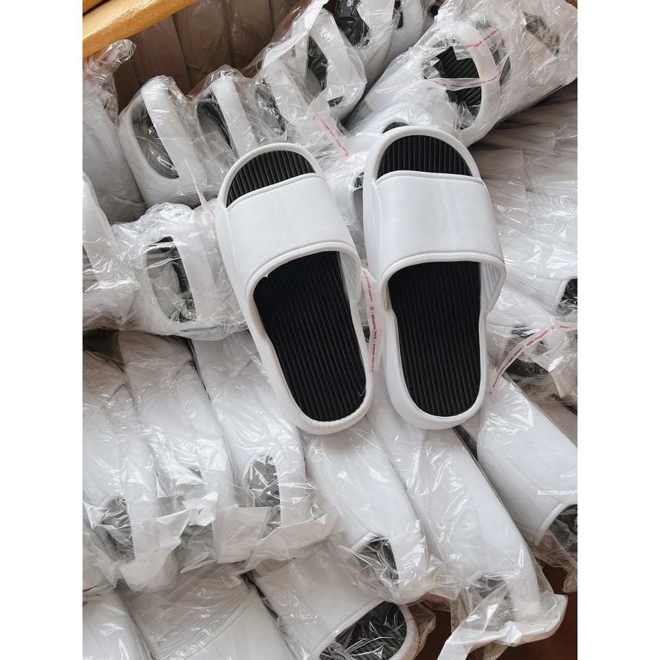 Dép Độn Đế Bánh Mì Trắng Đế Vân Đen Trơn Nam Nữ Unisex Uzzlang