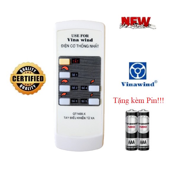 Điều khiển quạt trần Điện cơ thống nhất Vinawind QT1400-X- Hàng tốt 100% Tặng kèm Pin!!!