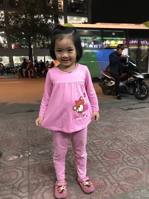 Bộ dài tay thu đông baby doll cotton 4c bé gái 9-21 kg( còn màu xanh như ảnh đầu )