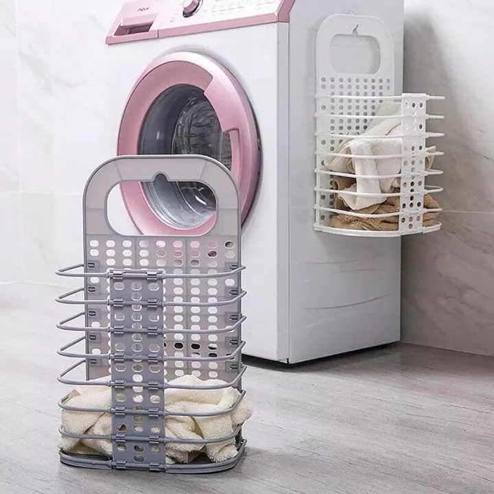 Giỏ đựng quần áo Việt Nhật trước khi giặt gấp gọn kèm móc treo tường tiện lợi