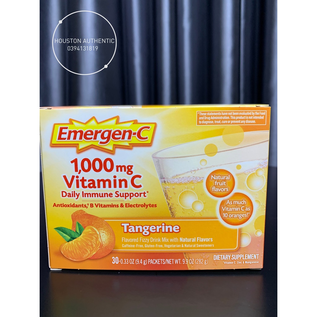 Bột Sủi C tăng đề kháng Emergen-C 1000mg Vitamin C Super Orange hộp 30 gói _ Live mua hàng tại Mỹ