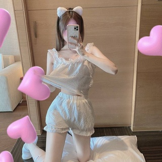 Bộ đồ ngủ hai món phối ren quyến rũ cho nữ