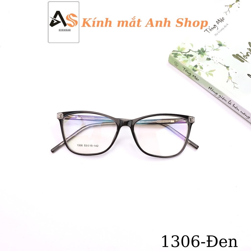 Gọng kính mắt vuông chất liệu nhựa lõi kim loại chắc chắn 1306
