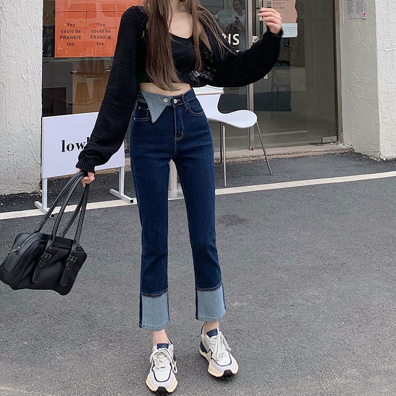Quần jean ống đứng lưng cao hợp thời trang 2021 trẻ trung cho nữ
