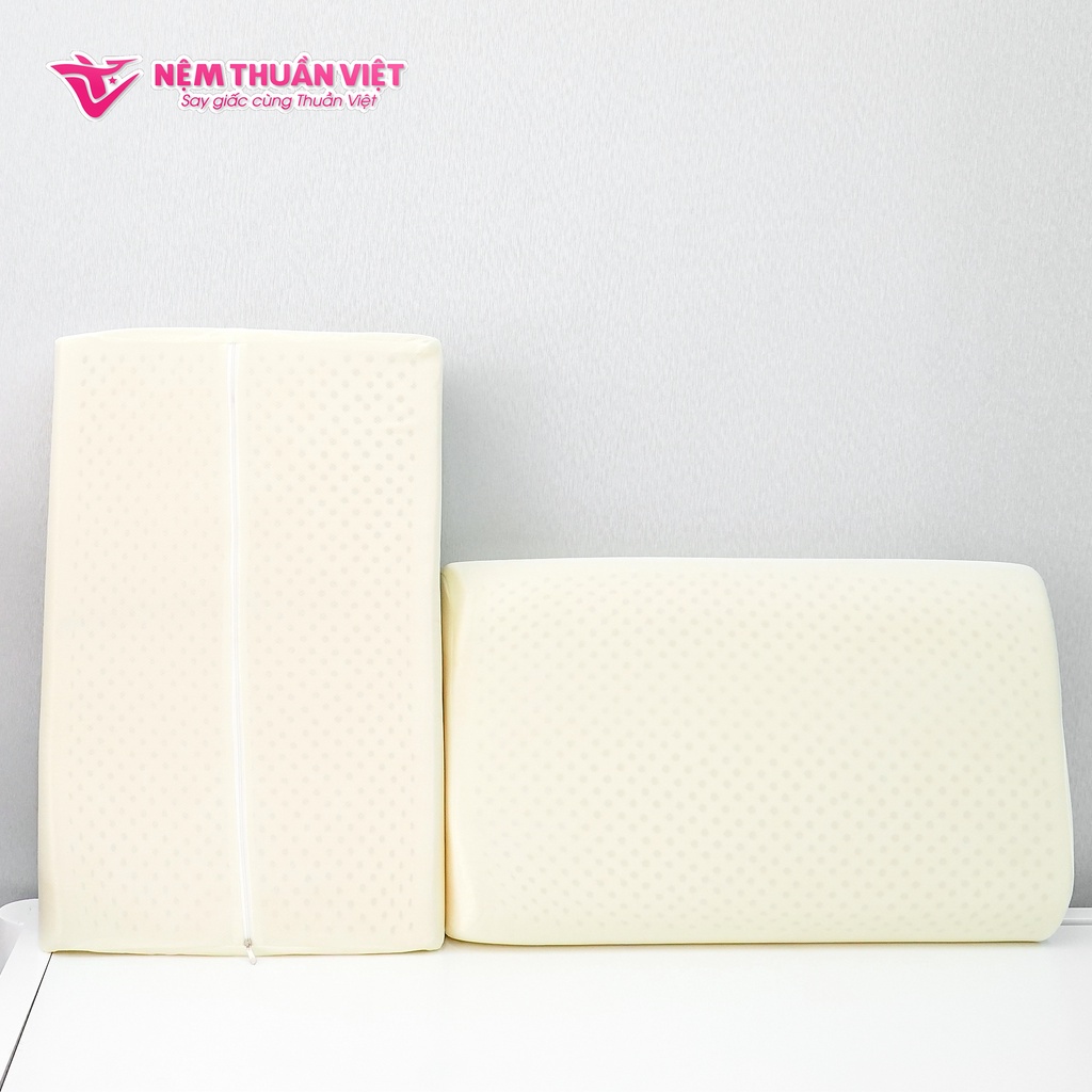 Combo Gối Ngủ Cao Su Thuần Việt - Chất Liệu 100% Cao Su Thiên Nhiên Cao Cấp, Thoáng Mát, Êm Ái