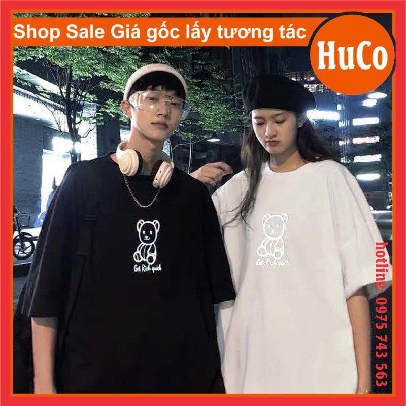 áo phông, thun tay lỡ nam nữ❤áo phản quang 7 màu gấu rick❤áo cổ tròn form thụng unisex chất cotton🦋thời trang cặp đôi