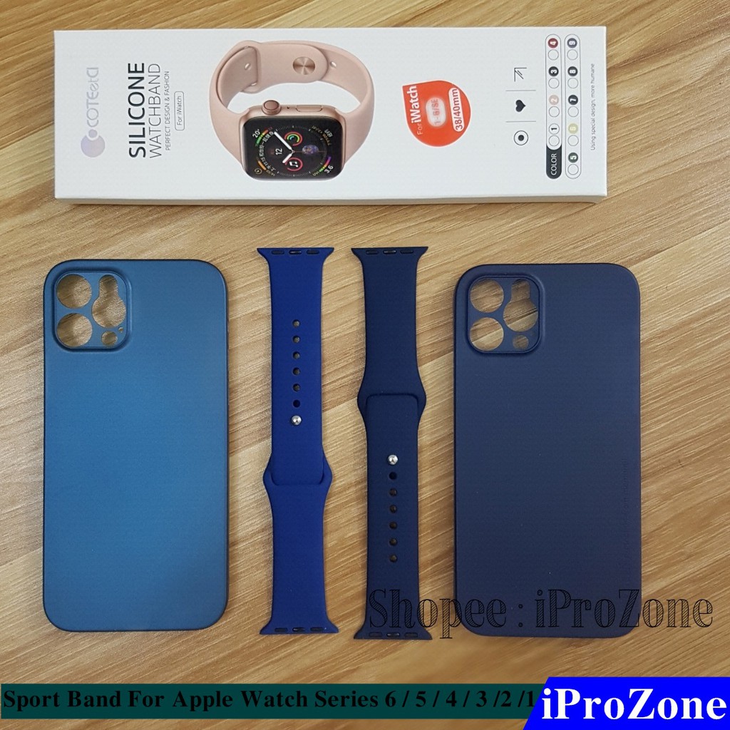 Dây đeo Apple Watch silicone Sport Band chính hãng COTEetCI đủ Size cho apple watch Series 6 , Apple watch SE