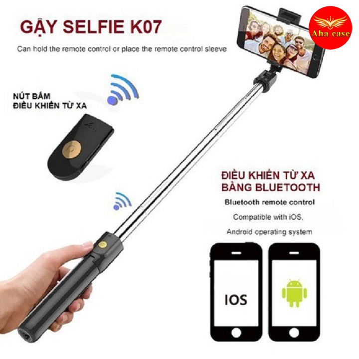 ⊕Gậy Chụp Ảnh Tự Sướng Bluetooth Giá Đỡ Điện Thoại 3 Chân Đa Năng – Tripod K07 – Chụp Hình Selfie - Kèm Điều Khiển  | BigBuy360 - bigbuy360.vn
