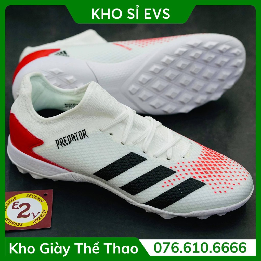 Giày Đá Bóng 𝗧𝗙 𝗔𝗱𝗶𝗱𝗮𝘀 𝗣𝗿𝗲𝗱𝗮𝘁𝗼𝗿 𝟮𝟬𝟮𝟬 Trắng Đỏ Đã Khâu Siêu Hot