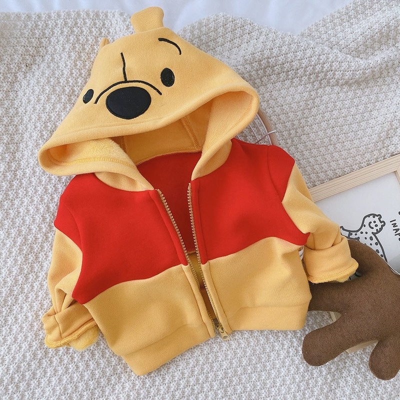 Áo khoác phối khóa kéo hình gấu Pooh đáng yêu cho bé