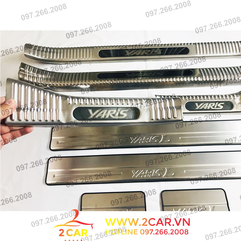 Ốp bậc chân Yaris, Nẹp bước chân trong, ngoài Yaris 2019 - chất liệu INOX