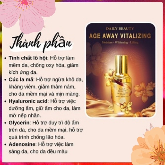 [DƯỠNG CAO CẤP]Serum Dưỡng Da Daily Beauty Age Away Vitalizing Ampoule, Chống Lão Hóa, Dưỡng Da Chuyên Sâu, Căng bóng