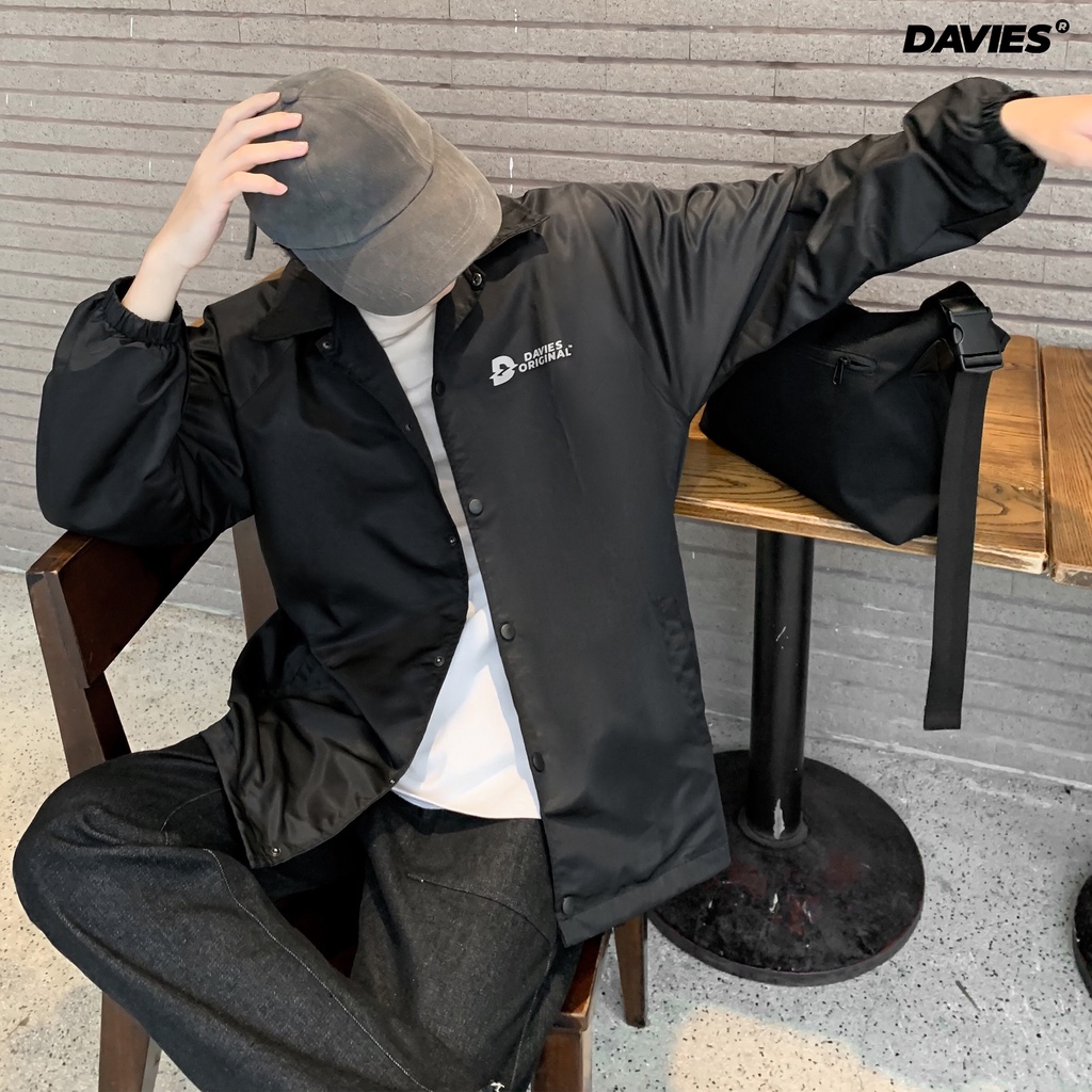 Áo khoác local brand Davies nam nữ - dù phản quang, màu đen cho, form rộng Reflective Original