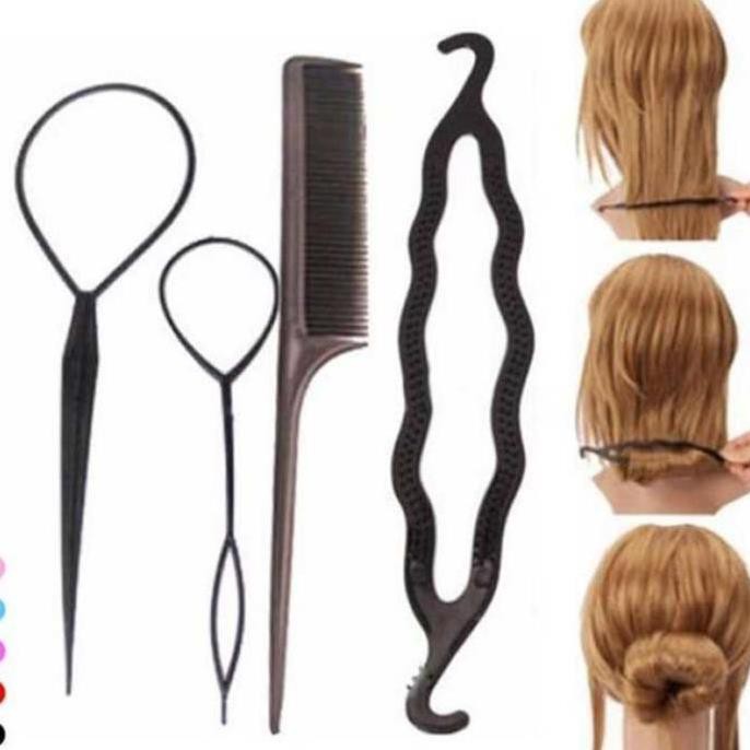 Phụ kiện tóc nữ dự tiệc bộ tạo kiểu cho cô dâu dụng cụ búi tóc cho bé gái bộ 4 món làm tóc đa năng - VỢ CHÔNG TÔI