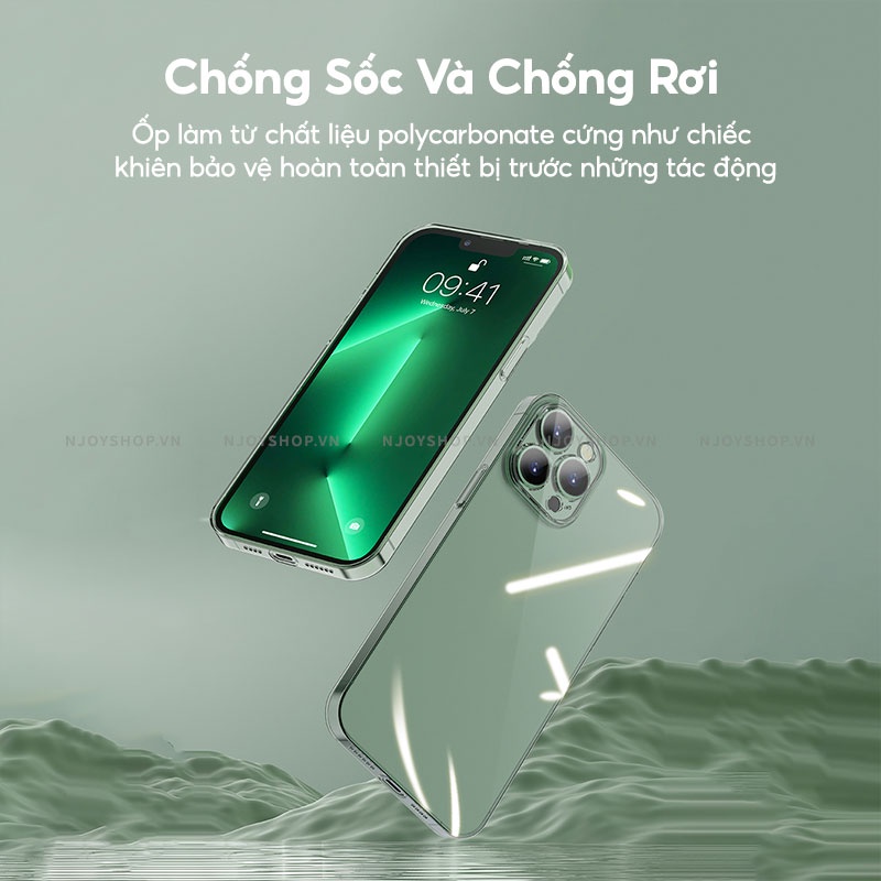Ốp Lưng Trong Suốt Chống Ố Vàng Memumi Glitter Camshield Mặt Lưng Pc Cứng Chống Trầy Viền Bảo Vệ Camera Cho Ip13 Pro Max