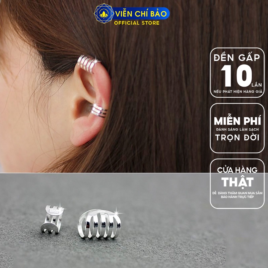 Khuyên tai bạc nữ kẹp vành 3 vòng và 5 vòng (1chiếc) bạc S925 thời trang phụ kiện trang sức nữ Viễn Chí Bảo B000043-44