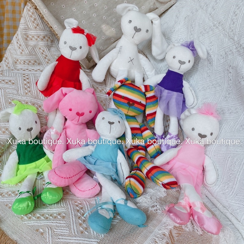 Búp Bê Thỏ Bông Tai Dài Màu Sắc Cầu Vồng Cao Cấp Mềm Mịn Đẹp [DouDou Trấn An Con Ngủ Ngon]