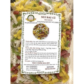 Combo 05 gói nui rau củ 500g - thực phẩm hoa sen