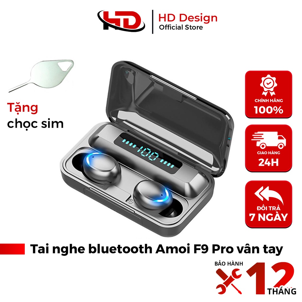 Tai Nghe Không Dây Bluetooth Amoi F9 Pro - Cảm Biến Vân Tay - Chính Hãng HD DESIGN