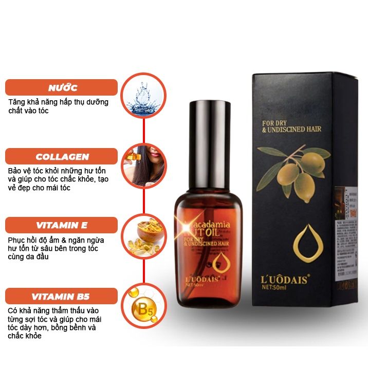 Tinh Dầu Dưỡng Tóc MACADAMIA NUT OIL OLIU 50ML - Kích Thích Mọc Tóc Lamyra