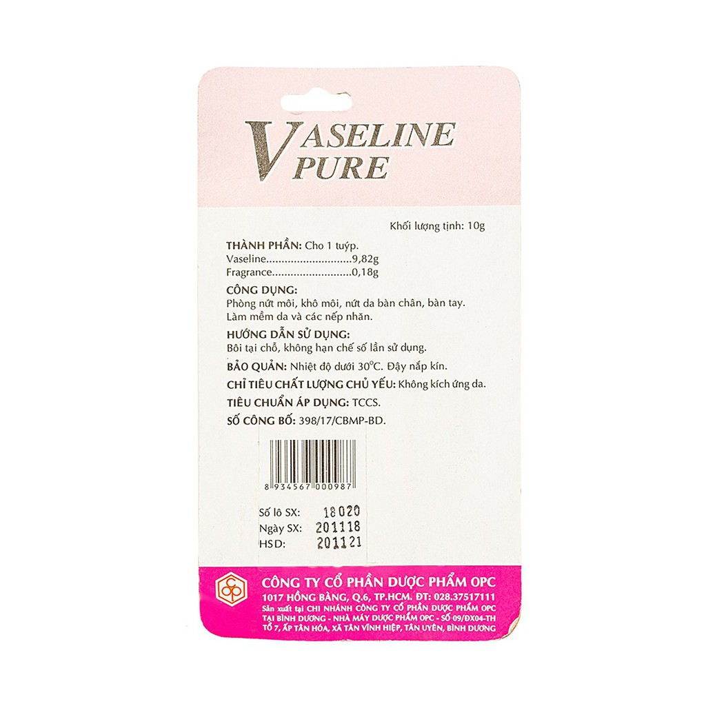 Vaseline Pure Hương Dâu Opc 10g - 0304689