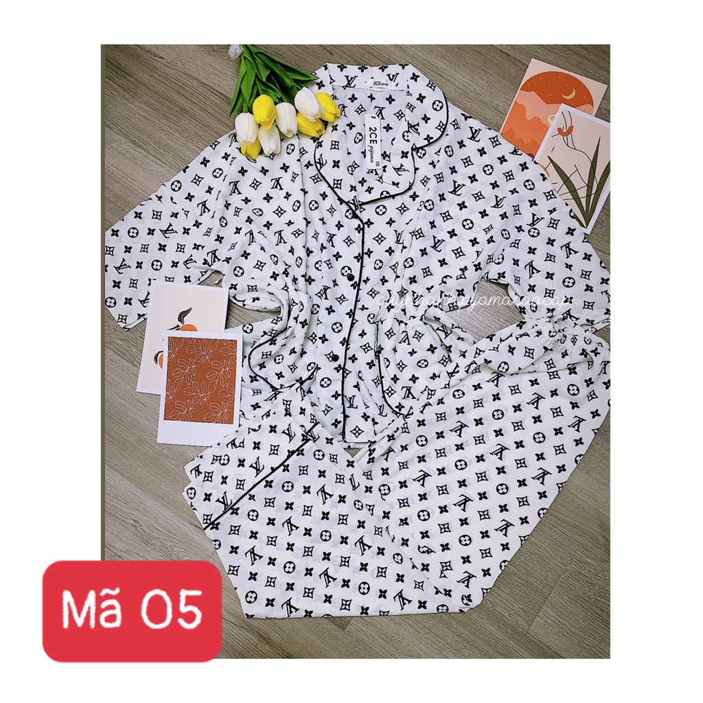 Đồ bộ pyjama mặc nhà, set quần áo bộ dài chất lụa cao cấp