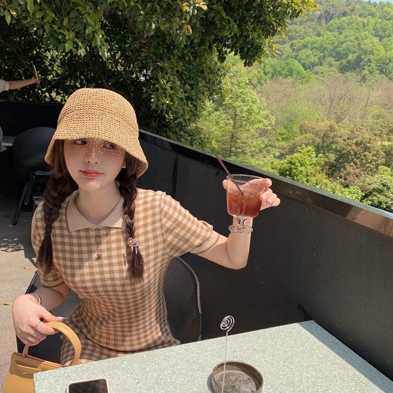 Đầm Nữ Tay Ngắn Họa Tiết Caro Thời Trang Quyến Rũ | BigBuy360 - bigbuy360.vn