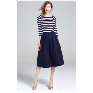 Set áo kẻ + chân váy xoè ASOS