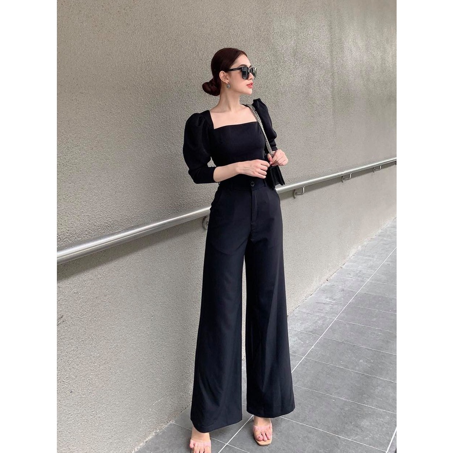 Áo cổ vuông tay phồng phong cách thanh lịch