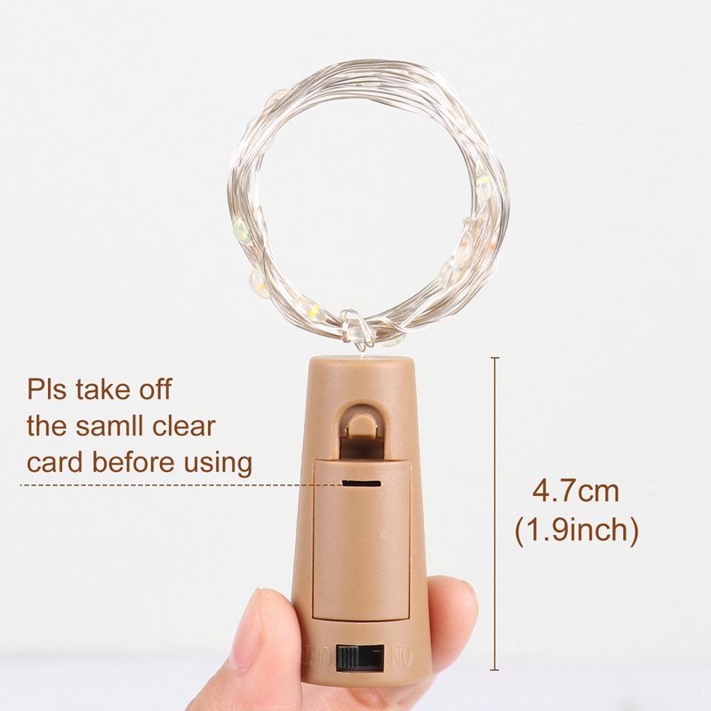 Dây Đèn LED Dài 2M Chạy Bằng Pin Dùng Trang Trí Chai Rượu Với Nút Bần
