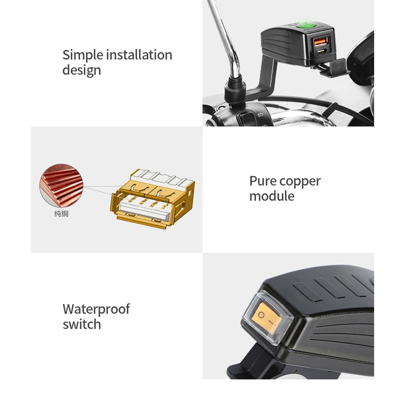 Bộ Sạc PD QC3.0 GPS Chống Nước Gắn Tay Lái Xe Máy