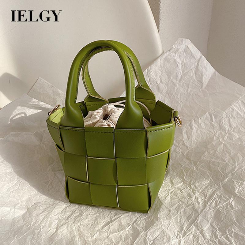 Túi đeo vai IELGY màu trơn kiểu đan có thể điều chỉnh dành cho nữ