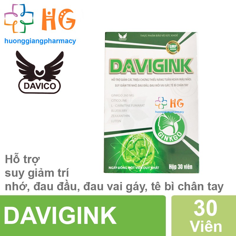 Davigink - Hoạt huyết dưỡng não thảo dược (Hộp 30 viên)