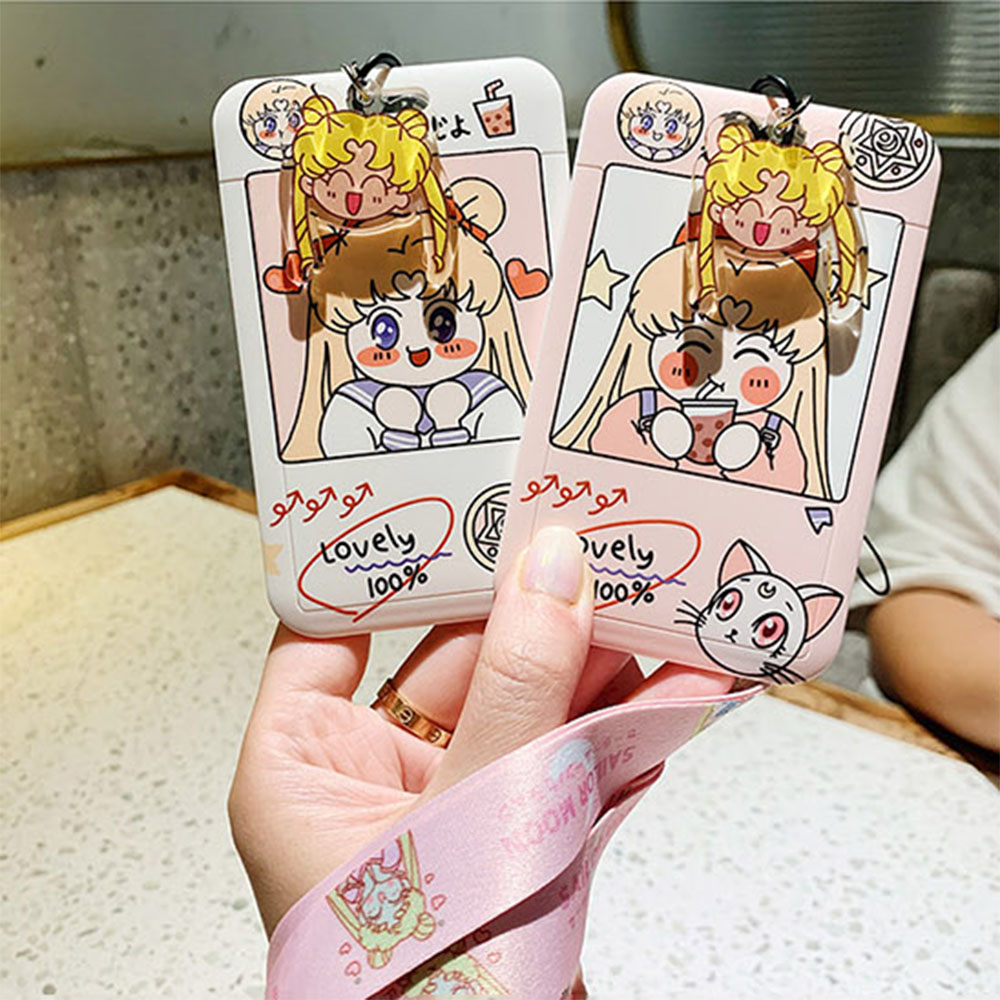 SAILOR MOON Túi Đựng Thẻ Có Móc Khóa Hình Thủy Thủ Mặt Trăng Dễ Thương