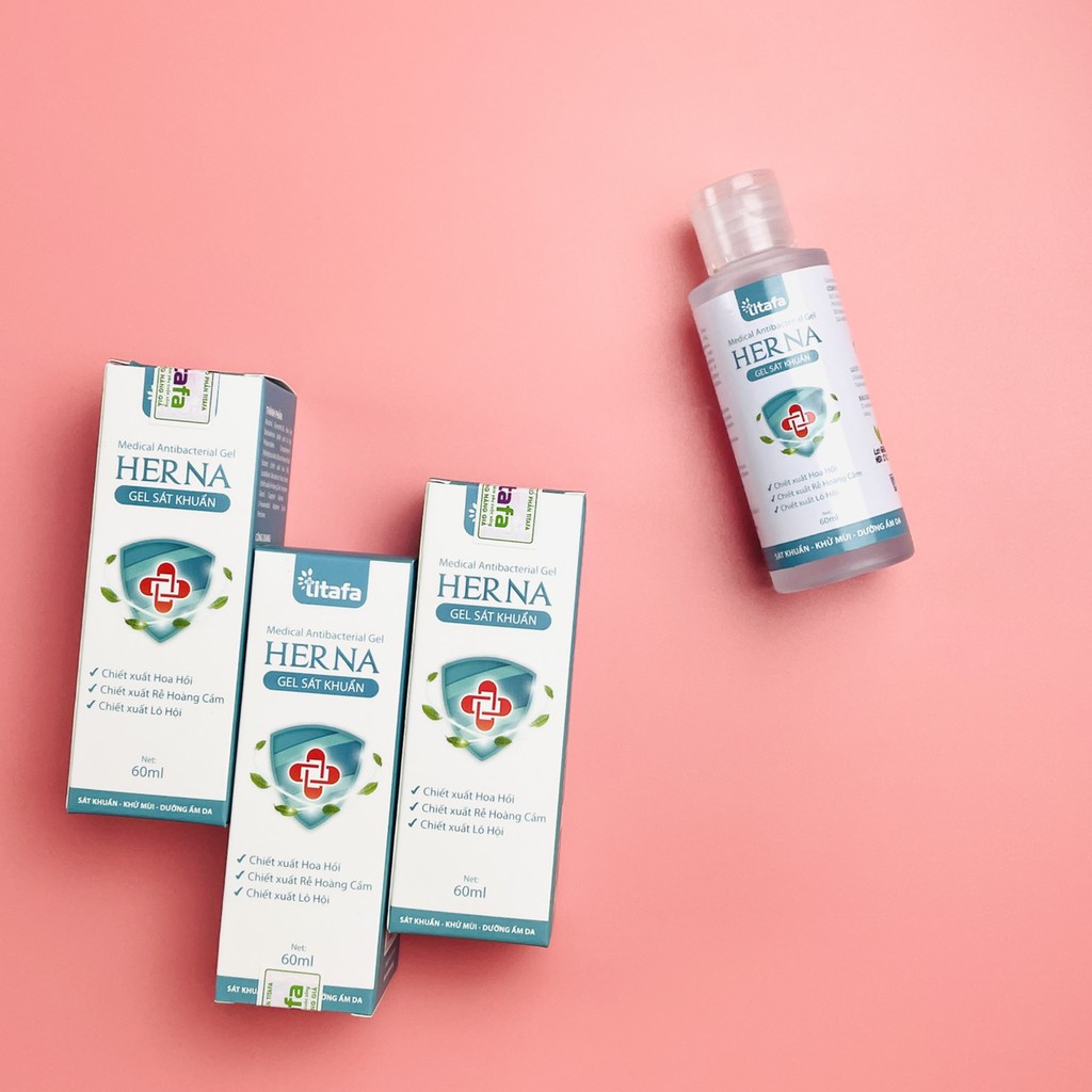 [THƠM - SẠCH -MỊN] Gel Sát Khuẩn Dưỡng Da Tay thảo dược Herna 60ml (Thơm, Không rít, Nhỏ gọn, tiện lợi) | BigBuy360 - bigbuy360.vn