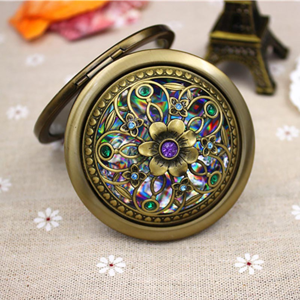 Gương Trang Điểm Hai Mặt Mini Dạng Gập Phong Cách Vintage