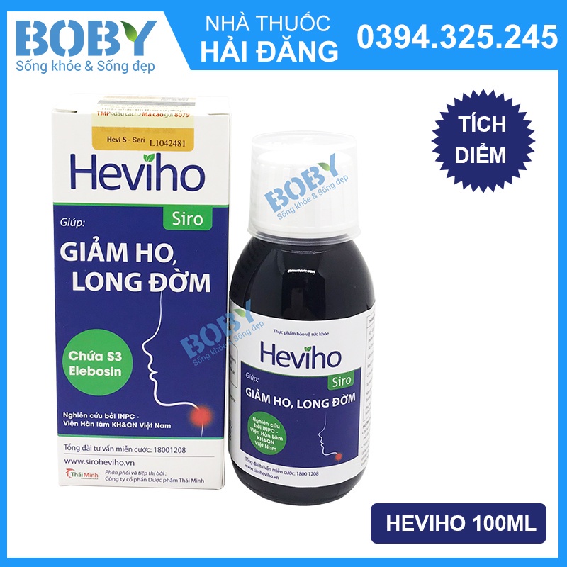 [Hàng Chuẩn - Giá Sốc] Heviho Siro giúp giảm ho, long đờm hiệu quả (Lọ 100ml) - Boby