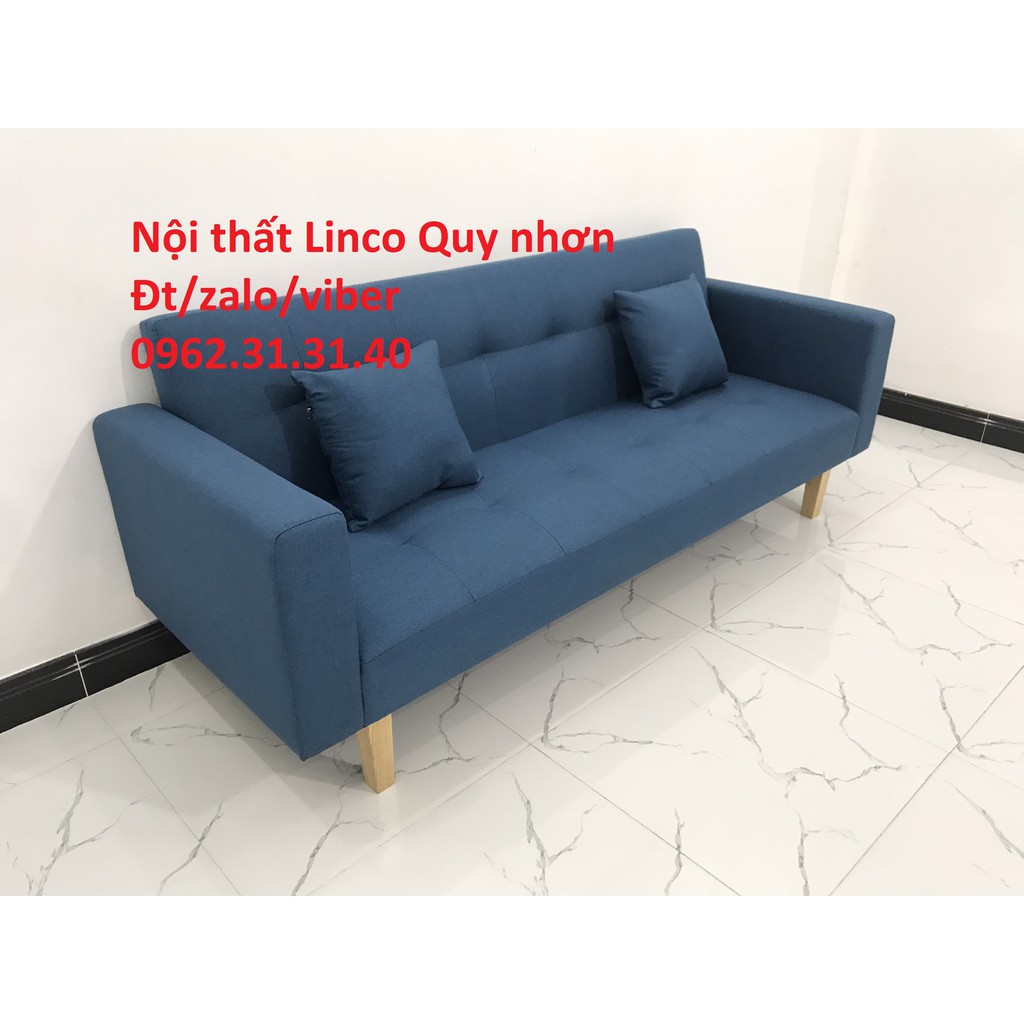 Ghế Sofa giường tay vịn đa năng SFGTV01 xanh dương vải bố sofa giá rẻ sopha phòng khách Nội thất Linco Quy Nhơn