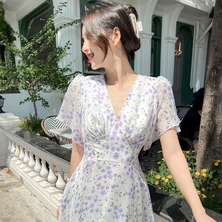 Đầm VERNIE - Đầm dài dáng xoè tay xẻ
