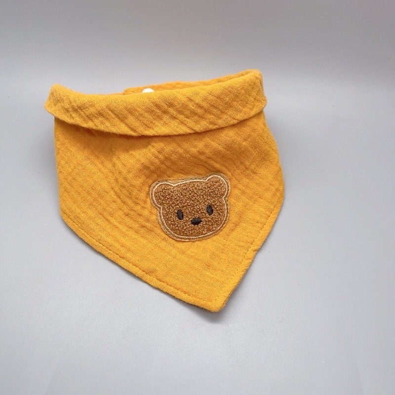 Yếm tam giác xô muslin thêu thỏ gấu cho bé siêu xinh