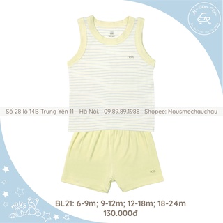 Bộ Quần Áo Ba Lỗ Nous Petit Kẻ Xanh Lá (Size 6-9 Tháng Đến 18-24 Tháng)