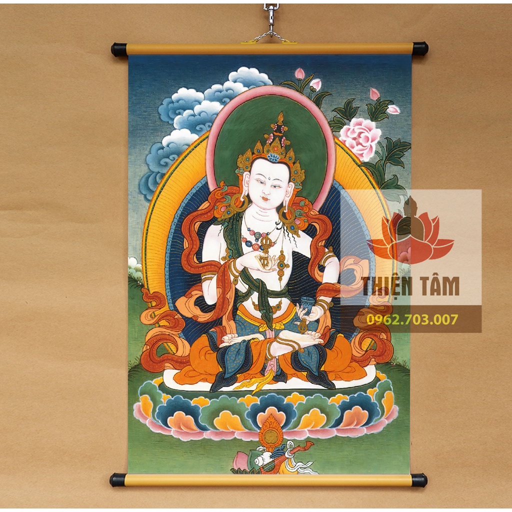 Tranh mật tông thangka Kim Cang Tát Đỏa 40x60cm bằng vải phủ bóng cao cấp dày dặn