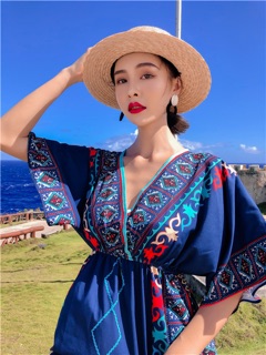 Váy maxi thổ cẩm đi biển🌊
