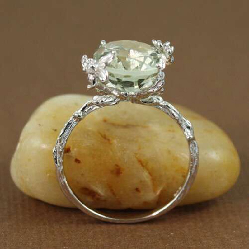 Fashion Round Cut CZ Diamond Gemstone Jewelry Branch Silver Ring